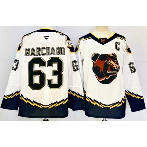 NHL Bruins 63 Brad Marchand White 2024 New Men Jersey