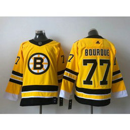 NHL Bruins 77 Ray Bourque Yellow Adidas Men Jersey