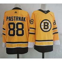 NHL Bruins 88 David Pastrnak Yellow 2020 New Adidas Men Jersey