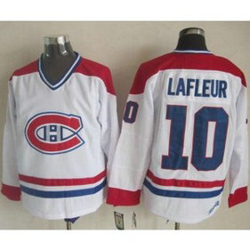 NHL Canadiens 10 Guy Lafleur White CH-CCM Throwback Men Jersey