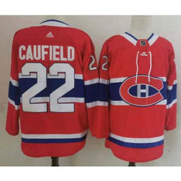 NHL Canadiens 22 Cole Caufield Red Adidas Men Jersey