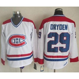 NHL Canadiens 29 Ken Dryden White CH-CCM Throwback Men Jersey