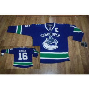 NHL Canucks 16 Trevor Linden Blue Men Jersey
