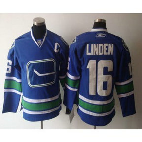 NHL Canucks 16 Trevor Linden Blue Third Men Jersey