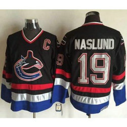 NHL Canucks 19 Markus Naslund Black Blue CCM Throwback Men Jersey