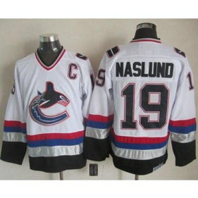 NHL Canucks 19 Markus Naslund WhiteCCM Throwback Men Jersey
