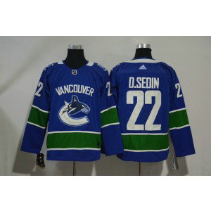 NHL Canucks 22 Daniel Sedin Blue Adidas Men Jersey