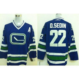 NHL Canucks 22 Daniel Sedin Blue Third Men Jersey
