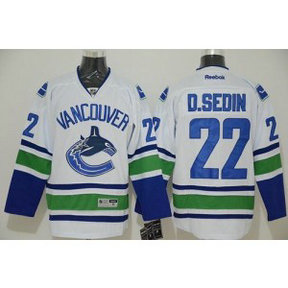 NHL Canucks 22 Daniel Sedin White Men Jersey