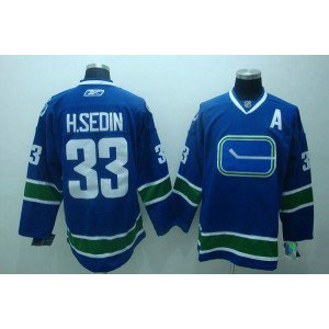 NHL Canucks 33 Henrik Sedin Blue Third Men Jersey