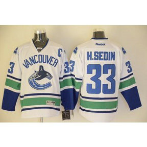 NHL Canucks 33 Henrik Sedin White Men Jersey