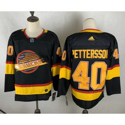 NHL Canucks 40 Elias Pettersson Black Adidas Men Jersey