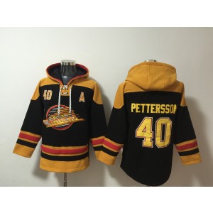 NHL Canucks 40 Elias Pettersson Black Hoodie Sweatshirt