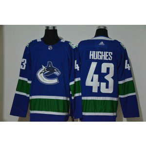 NHL Canucks 43 Quinn Hughes Blue Adidas Men Jersey