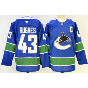 NHL Canucks 43 Quinn Hughes Blue New Men Jersey
