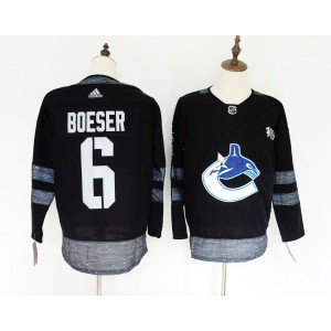 NHL Canucks 6 Brock Boeser Black 100th Anniversary Adidas Men Jersey
