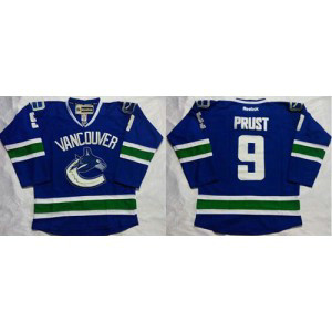 NHL Canucks 9 Brandon Prust Blue Home Men Jersey