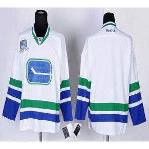 NHL Canucks Blank White Third 40TH Patch Men Jersey NHL Canucks Blank White Third 40TH Patch Men Jersey