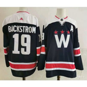 NHL Capitals 19 Nicklas Backstrom Navy 2021 New Adidas Men Jersey