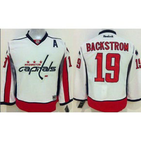 NHL Capitals 19 Nicklas Backstrom White Youth Jersey