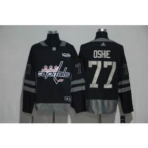 NHL Capitals 77 T.J. Oshie Black 100th Anniversary Season Men Jersey