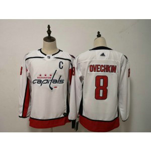 NHL Capitals 8 Alex Ovechkin White Adidas Women Jersey