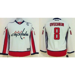 NHL Capitals 8 Alex Ovechkin White Youth Jersey
