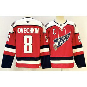 NHL Capitals 8 Alexander Ovechkin Red 2025 New Men Jersey with C Patch