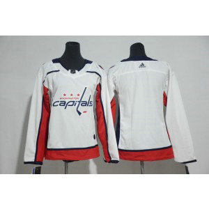 NHL Capitals Blank White Adidas Women Jersey