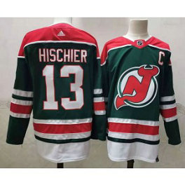 NHL Devils 13 Nico Hischier Green Adidas Men Jersey