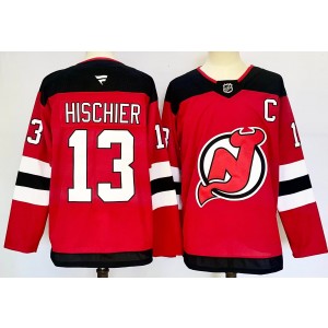 NHL Devils 13 Nico Hischier Red 2024 New Men Jersey