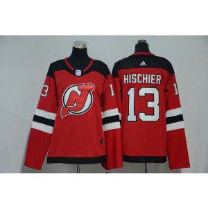 NHL Devils 13 Nico Hischier Red Adidas Women Jersey