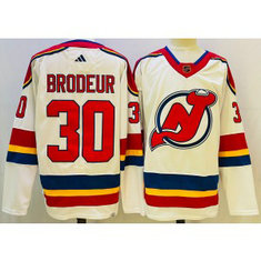 NHL Devils 30 Martin Brodeur White 2022-23 Retro Adidad Men Jersey