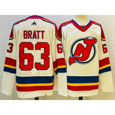 NHL Devils 63 Bratt White 2022-23 Retro Adidad Men Jersey