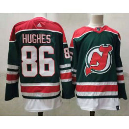 NHL Devils 86 Jack Hughes Green Adidas Men Jersey