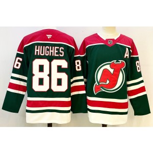 NHL Devils 86 Jack Hughes Green New Men Jersey