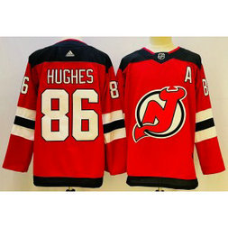 NHL Devils 86 Jack Hughes Red Adidas Men Jersey