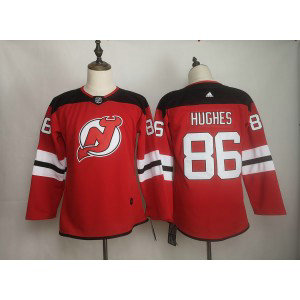 NHL Devils 86 Jack Hughes Red Women Adidas Jersey