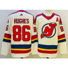 NHL Devils 86 Jack Hughes White 2022-23 Retro Adidad Men Jersey