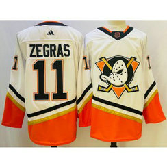 NHL Ducks 11 Zegras White 2022-23 Retro Adidas Men Jersey
