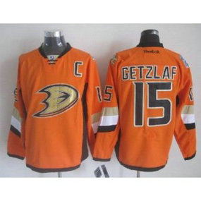 NHL Ducks 15 Ryan Getzlaf Orange With C Patch Reebok Men Jersey