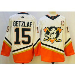 NHL Ducks 15 Ryan Getzlaf White 2022-23 Retro Adidas Men Jersey