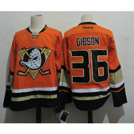 NHL Ducks 36 John Gibson Orange Reebok Men Jersey