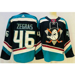 NHL Ducks 46 Zegras Black Adidas Men Jersey