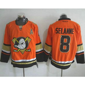 NHL Ducks 8 Teemu Selanne Orange Alternate A Patch Men Jersey