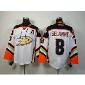 NHL Ducks 8 Teemu Selanne White New Road Men Jersey