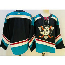 NHL Ducks Blank Black Teal Adidas Men Jersey