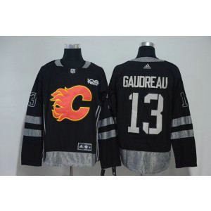 NHL Flames 13 Johnny Gaudreau Black 100th Anniversary Adidas Men Jersey