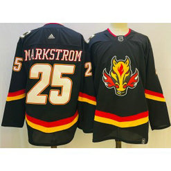 NHL Flames 25 Markstrom Black Adidas Men Jersey