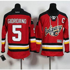 NHL Flames 5 Mark Giordano Red Alternate C Patch Youth Jersey